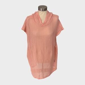 Zara Womens XL Pale Pink Peach Fishnet Hooded Cover Up